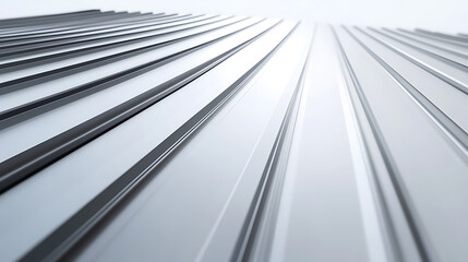 Obraz premium Steel roof sheets, Roof made of metal sheets on a white backdrop, 3d illustration