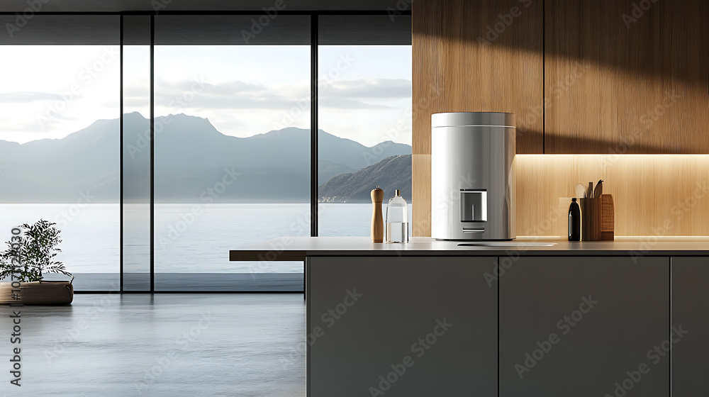 Poster highlighting the importance of clean drinking water with advanced filtration technology in a modern 