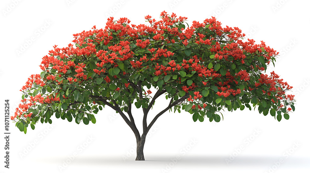 Poster delonix regia tree isolated on white background 3d illustration