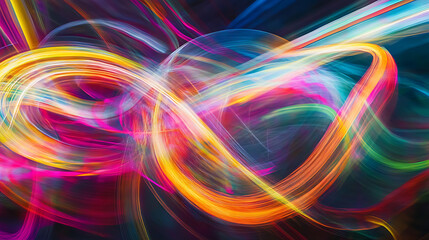 Obraz premium dynamic colorful light trails abstract background long exposure effect speed and motion concept digital art