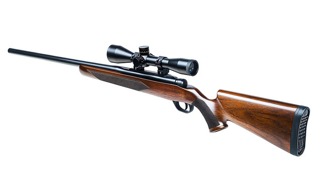 White background with an air rifle and a white clipping path isolated on it