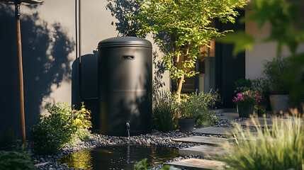 dark gray rainwater barrel