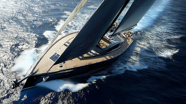 luxury sailing yacht on sunny ocean waves leisure travel and water sports digital photography