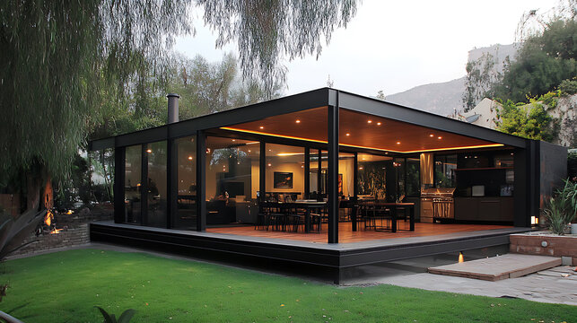 modern aluminum veranda extension of house exterior outdoor living space architecture