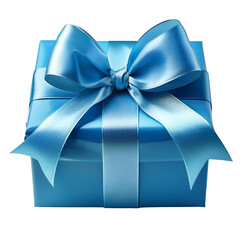 Baby Blue Gift Box with Ribbon on Transparent Background, Perfect for Men or Boys' Gifts