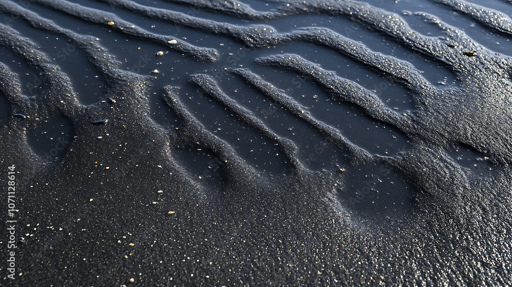 Poster dramatic black sand texture with subtle ripples and shadows highresolution abstract photo