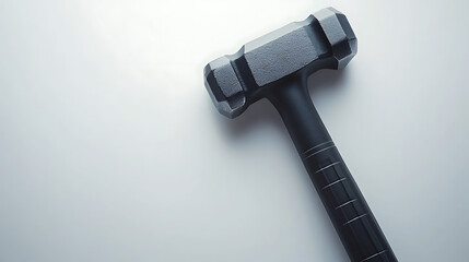 sturdy hammer with black rubber handle isolated on white background product photography