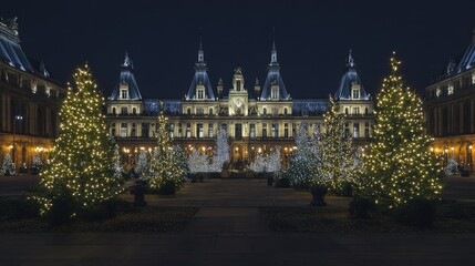 Festive Night at a Historic Christmas Market