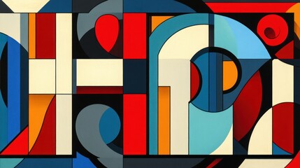 Letter H in cubist style, geometric abstract forms