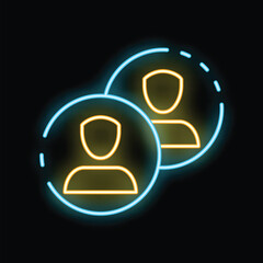 Neon icon representing user security with a shield protecting personal data, perfect for websites and apps