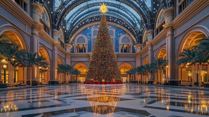 Obraz premium Majestic Christmas Tree in Luxurious Interior Space