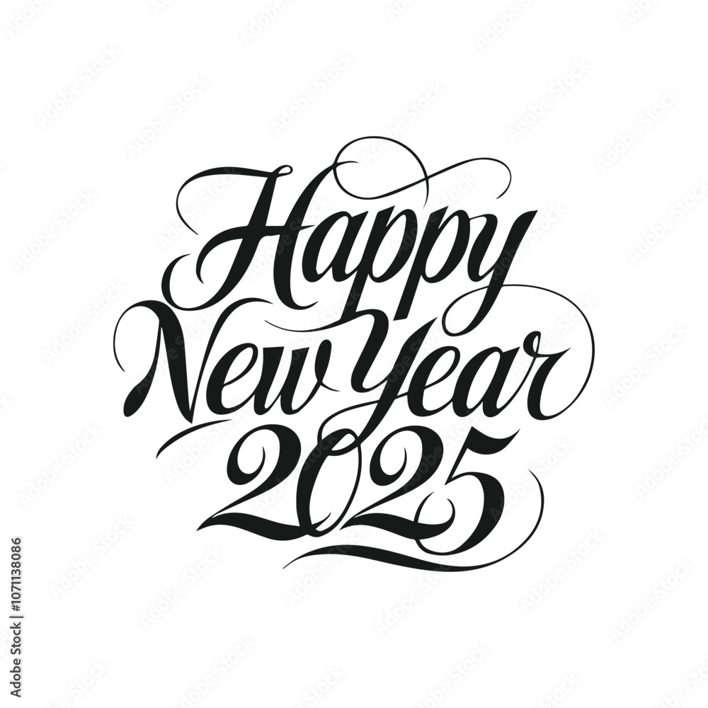 Fototapete Happy New Year text design. 2025 number design template. Collection of 2025 Happy New Year symbols Vector illustration, 2025 abstract Happy New Year poster, background Vector.