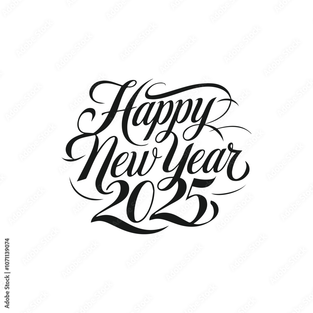 Fototapete happy new year text design. 2025 number design template. collection of 2025 happy new year symbols v