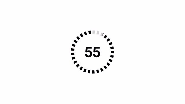  Circle countdown timer One minute animation from 60 to 0 seconds on transparent background with alpha channel, 60 second countdown timer, Countdown video
