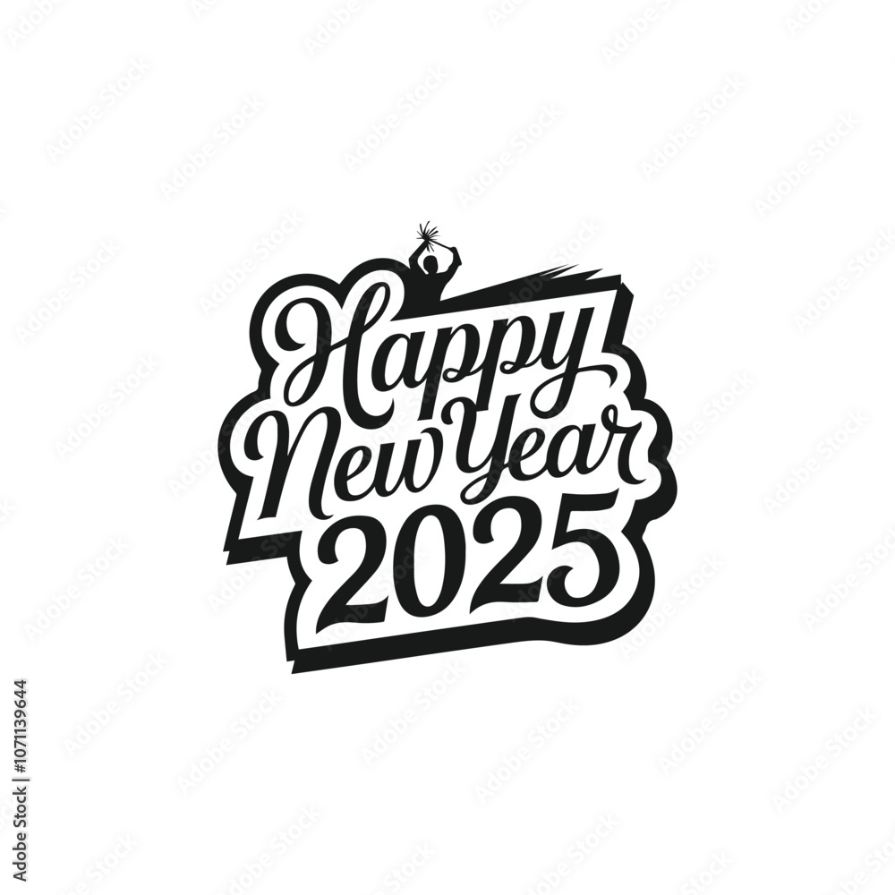 Fototapete happy new year text design. 2025 number design template. collection of 2025 happy new year symbols v