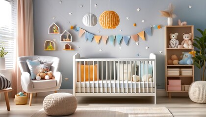 Bright and cheerful nursery with playful decor