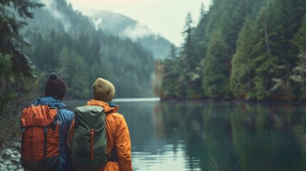 Unfocused explorers embracing the tranquility of the outdoors