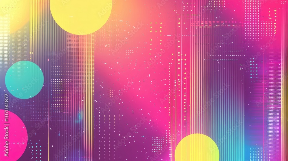 Poster abstract colorful background with circles and lines.