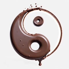 Artistic representation of yin and yang created with rich chocolate and delicate cream on a minimalist background