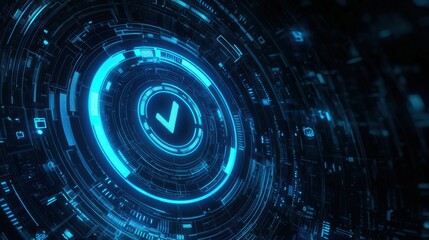 Futuristic Technology Interface with Check Symbol