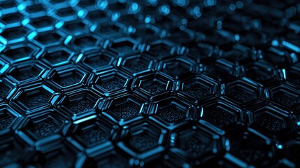 Obraz premium Abstract blue hexagonal pattern with glossy texture