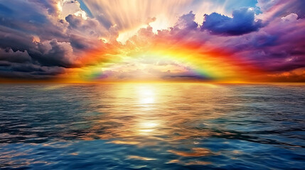 Obraz premium Rainbow over the sea