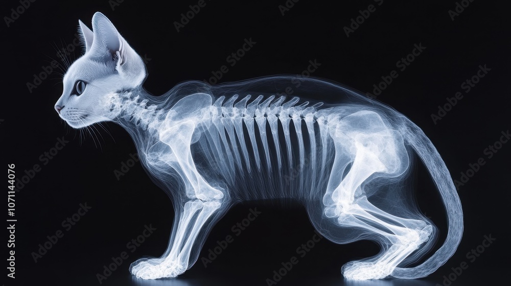 Poster x-ray image of a cat showing bone structure