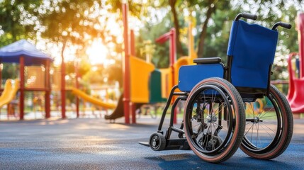 Obraz premium Wheelchair at Playground on a Warm Daylight Outdoor