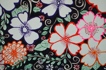 Colourful hand drawn floral doodle