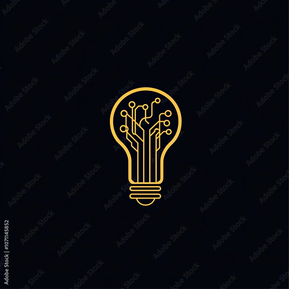 Poster a lightbulb with a circuit board inside depicting the concept of technology and innovation
