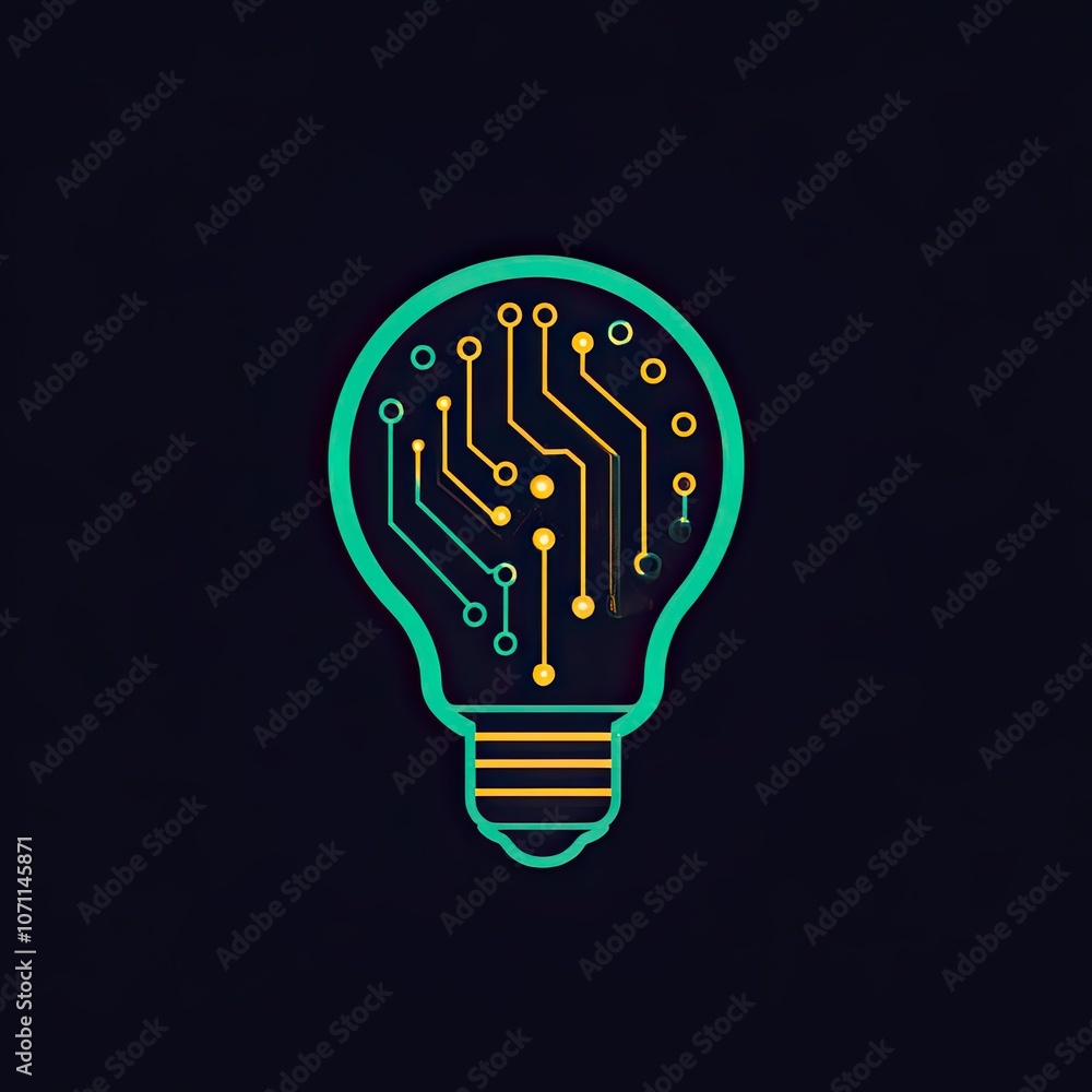Poster lightbulb with circuit board pattern inside