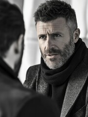 Fototapeta premium Determined Man with a Neck Scarf