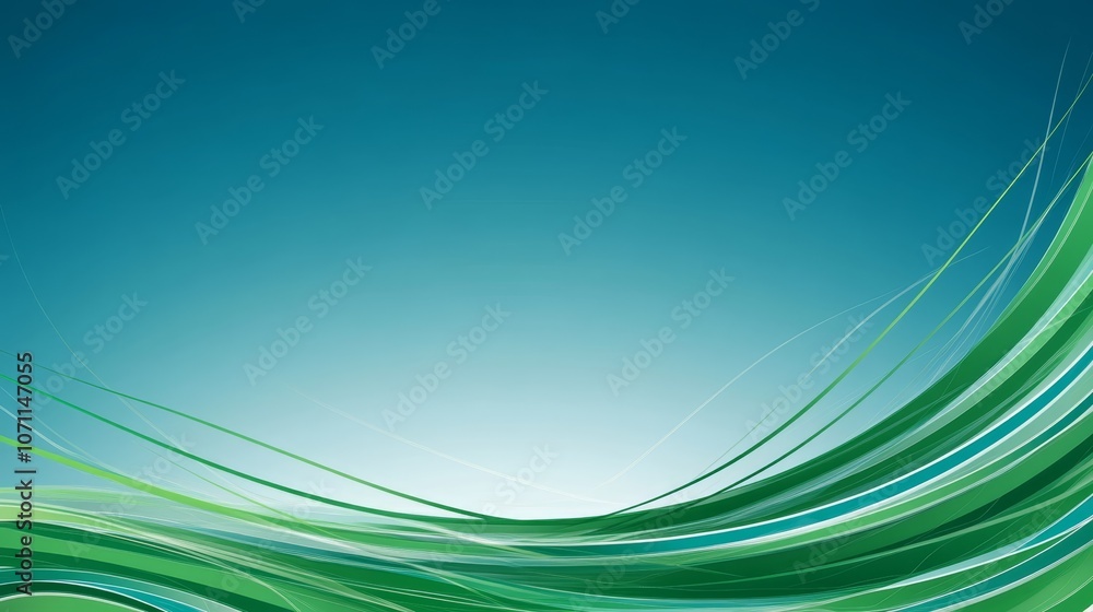 Poster dynamic abstract art, flowing green lines create a visually stunning background design