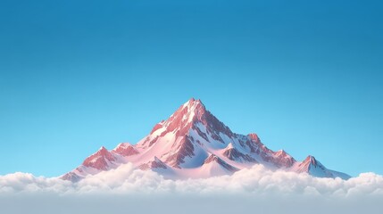 Majestic snowcapped mountain peak against a clear blue sky, breathtaking winter landscape