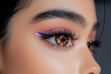 Naklejka premium Fantasy eye with sparkling stars and mystical colors, in a dreamy, ethereal style
