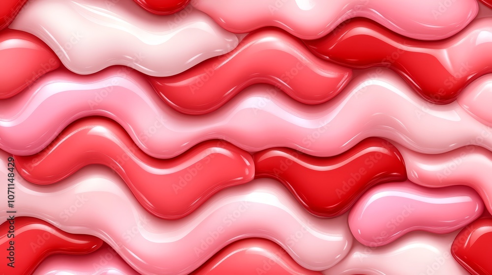 Aufkleber mesmerizing red and white wavy pattern, a stunning abstract design for dynamic visual appeal