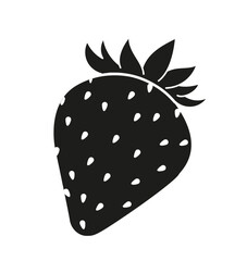 Strawberry icon. Black silhouette of fresh and juicy berry. Natural and organic fresh product. Emblem and logotype. Template and layout. Linear vector illustration