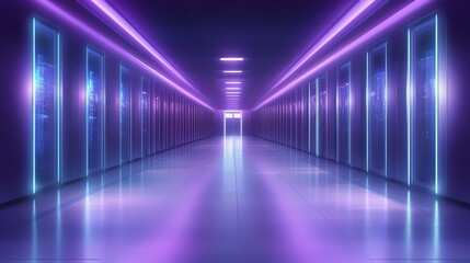 Neonlit futuristic hallway, a captivating display of light and architectural design