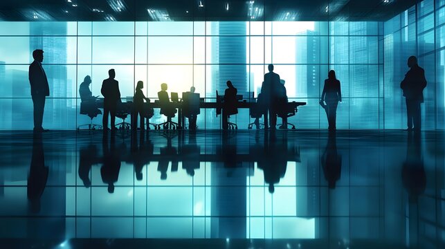 Team collaboration on project in a corporate office environment