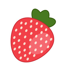Strawberry icon. Red fresh and juicy berry. Natural and organic fresh product. Emblem and logotype, branding. Social media sticker. Flat vector illustration