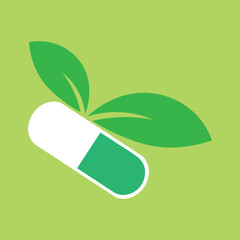 green pills on green background