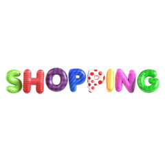 3d Render Balloon Text Shopping