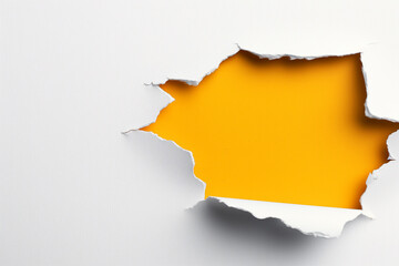 Obraz premium a realistic hole paper with clean color background, ripped edge of the sheet. 3d rendering. Concept photography.