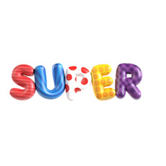 3d Render Balloon Text Super