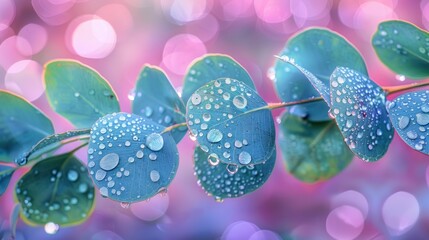 Dewy Eucalyptus Leaves in a Soft Light