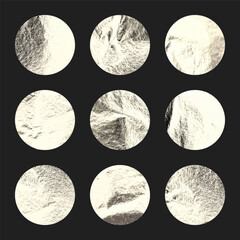 Silver foil, shiny handmade circles. Golden glittering texture, pattern. Luxury shining hand drawn background. Wedding, greeting card decoration elements. Modern minimalist art. Vector illustration