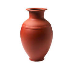 Decorative clay floor vase isolated on transparent background