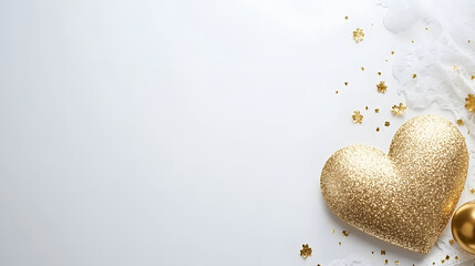 Golden heart decoration with sparkles for romantic occasions