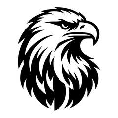 Obraz premium Black and White Side View Bald Eagle Head Outline Vector for Creative Projects