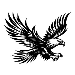Fototapeta premium Majestic Side View Flying Bald Eagle with Spread Wings SVG Graphic for Wildlife and Patriotic Art